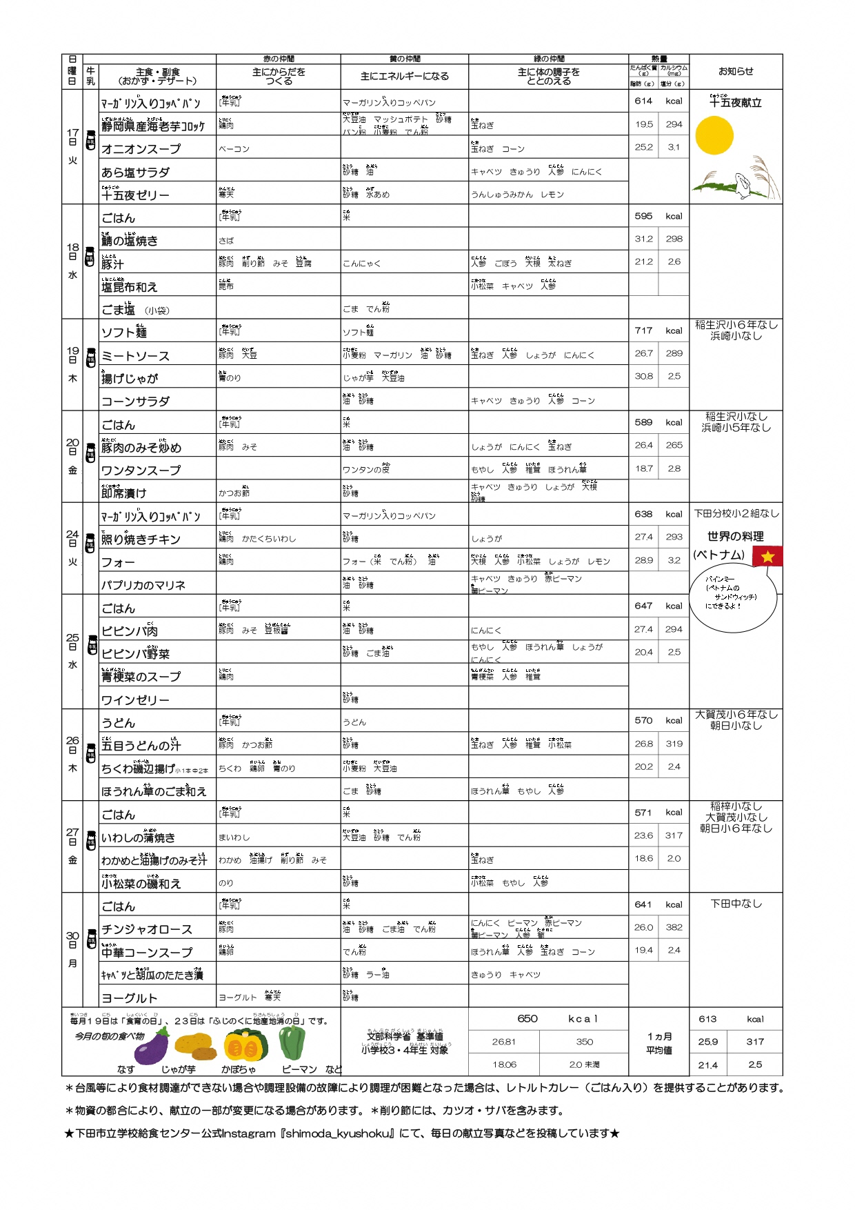 R6.8.9予定献立表（後半）