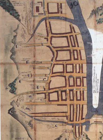 寛文、延宝年間「豆州下田港之図」に表されるまちの形と現在の形は同じです。